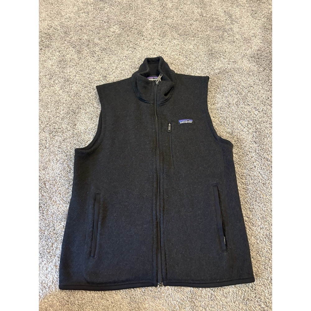 Patagonia Better Sweater Vest Mens Medium Black Full Zip Fleece 25881 Logo Back